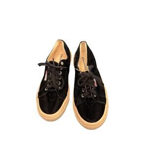 Superga Black Velvet Basic Casual Classic Streetwear Rubber Sole Sneakers Size 8